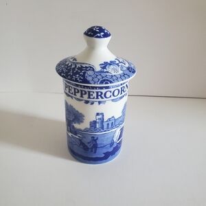 Spode Blue Italian Porcelain Peppercorn Spice Jar 4.5"
